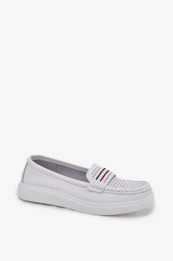 Loafersy Damskie|Mokasyny Damskie Skórzane></noscript>Evento Skórzane Mokasyny Damskie Białe Dovema