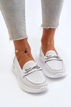 Buty damskie Vinceza Skórzane Mokasyny Damskie Białe Veridinna