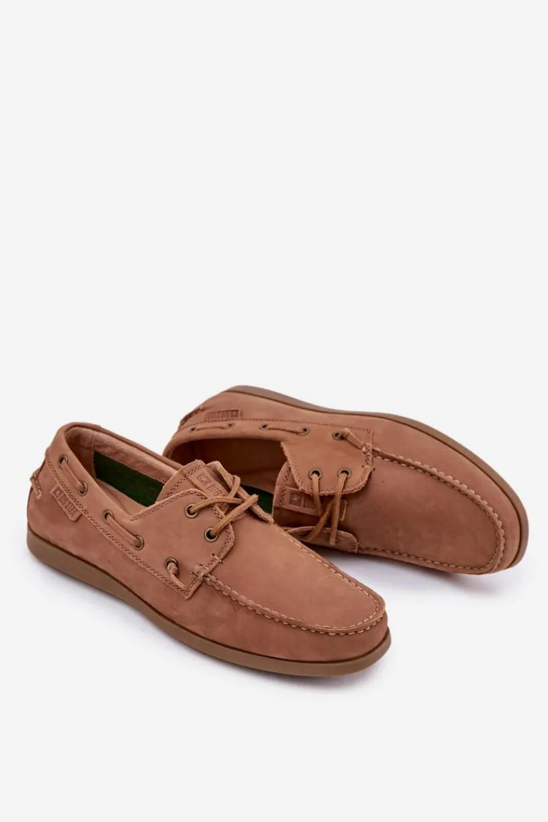 New Skórzane Mokasyny Męskie Big Star RR174162 Camel Męskie Mokasyny Wsuwane