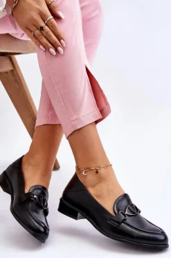 New Skórzane Mokasyny Na Płaskim Obcasie Czarne Marra Damskie Mokasyny Damskie Skórzane