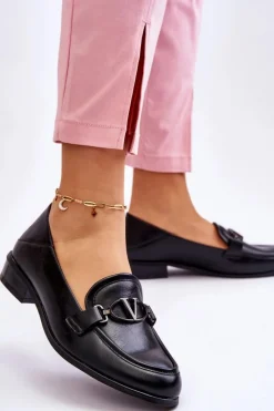 New Skórzane Mokasyny Na Płaskim Obcasie Czarne Marra Damskie Mokasyny Damskie Skórzane