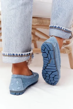 Mokasyny Damskie Skórzane>Evento Skórzane Mokasyny RIO FLORE Eco-Friendly Niebieskie