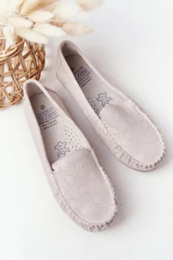 New Evento Skórzane Mokasyny RIO FLORE Eco-Friendly Beżowe