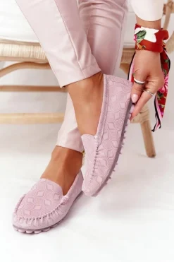 Skórzane Mokasyny RIO FLORE Eco-Friendly Różowe Damskie Mokasyny Damskie Skórzane