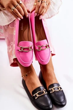 Online Skórzane Mokasyny Z Ozdobą Czarne Millario Damskie Mokasyny Damskie Skórzane