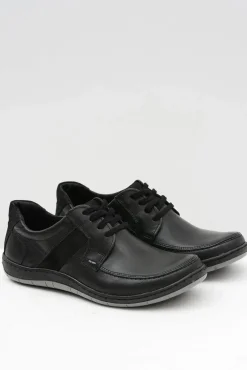 Półbuty Casual>Boto Skórzane Męskie Klasyczne Czarne Półbuty Rocco