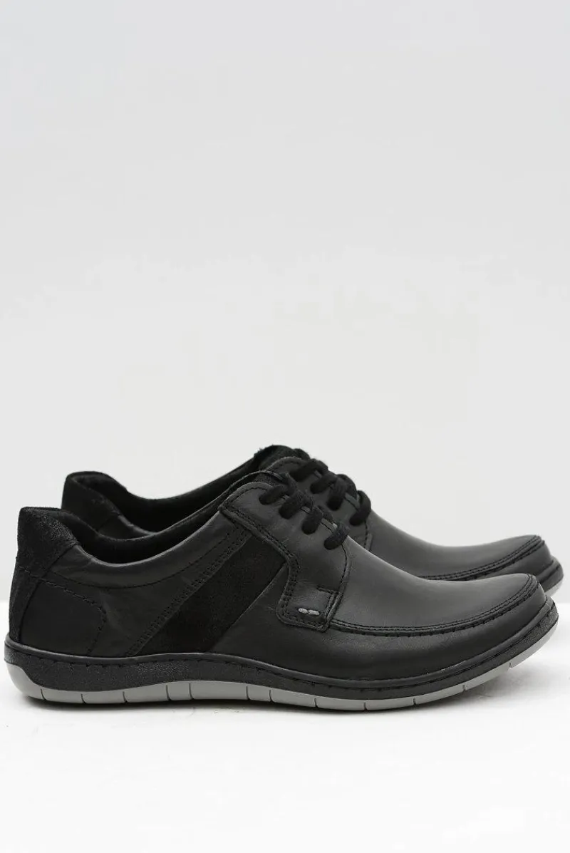 Półbuty Casual>Boto Skórzane Męskie Klasyczne Czarne Półbuty Rocco