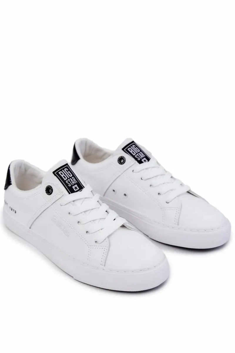 Trampki Męskie Big Star|Trampki Niskie>Big Star Shoes Skórzane Męskie Tenisówki Big Star JJ174105 Biało-Czarne