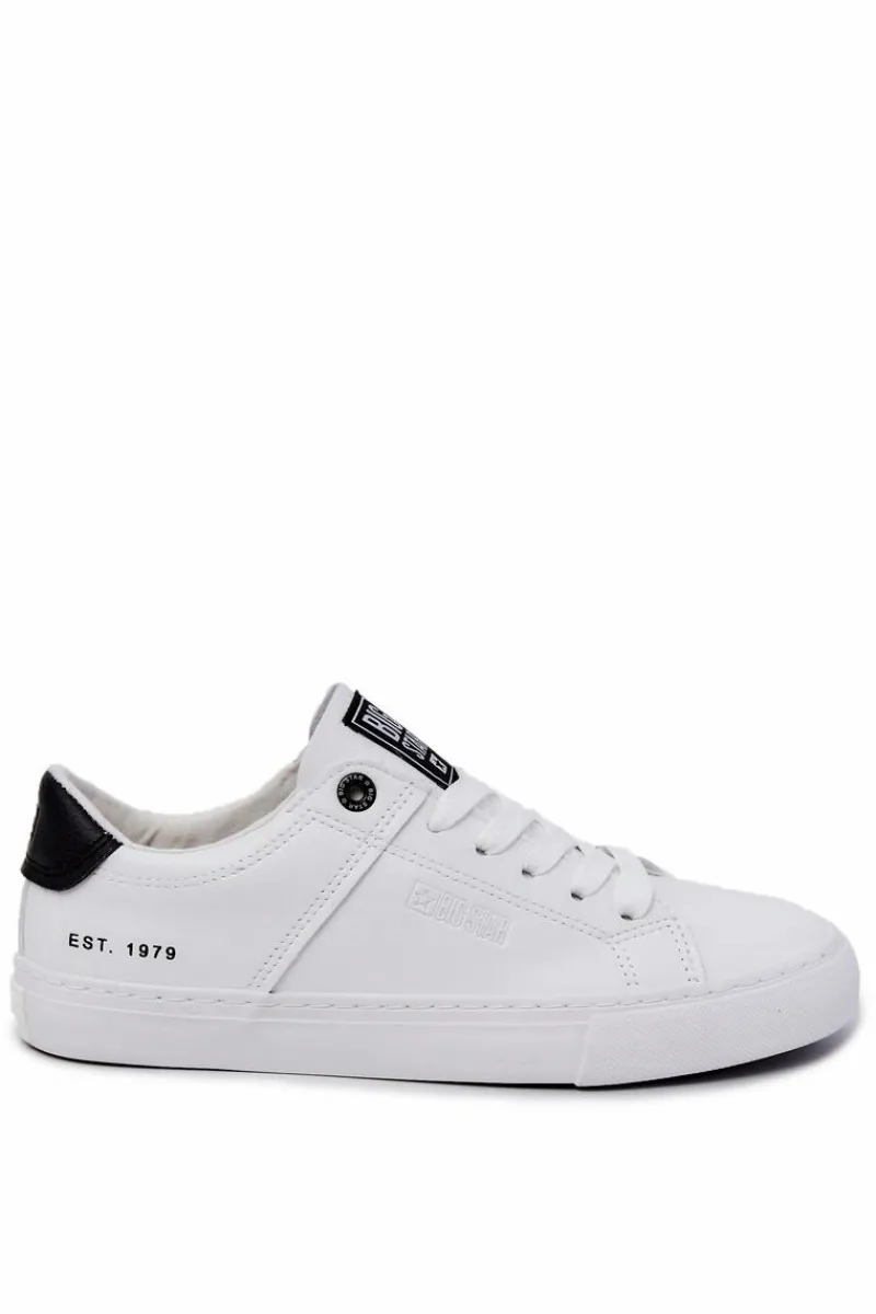 Trampki Męskie Big Star|Trampki Niskie>Big Star Shoes Skórzane Męskie Tenisówki Big Star JJ174105 Biało-Czarne
