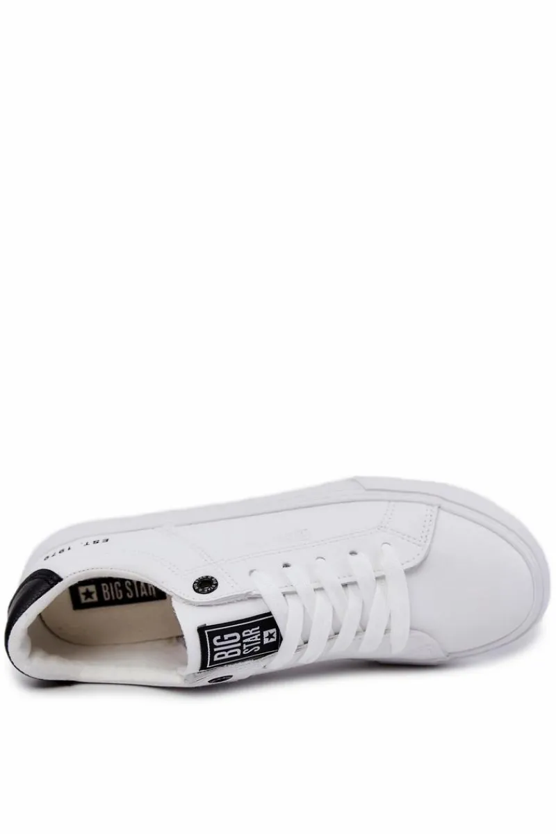 Trampki Męskie Big Star|Trampki Niskie>Big Star Shoes Skórzane Męskie Tenisówki Big Star JJ174105 Biało-Czarne