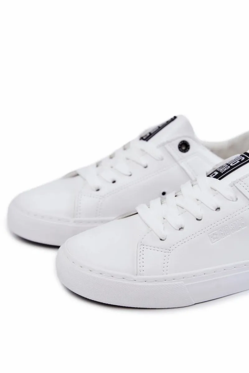 Trampki Męskie Big Star|Trampki Niskie>Big Star Shoes Skórzane Męskie Tenisówki Big Star JJ174105 Biało-Czarne