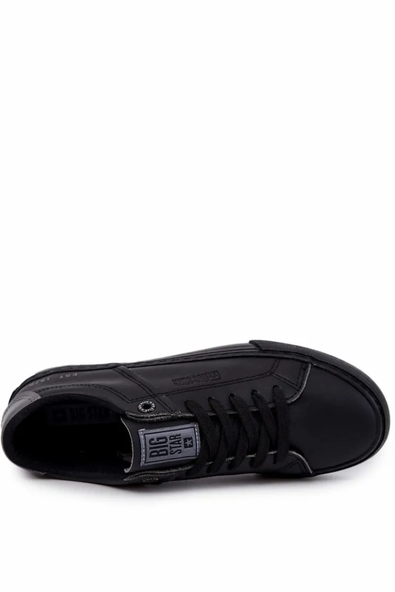 Sale Skórzane Męskie Tenisówki Big Star JJ174108 Czarne Męskie Trampki Męskie Big Star|Trampki Niskie