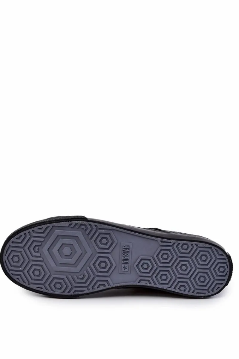 Sale Skórzane Męskie Tenisówki Big Star JJ174108 Czarne Męskie Trampki Męskie Big Star|Trampki Niskie