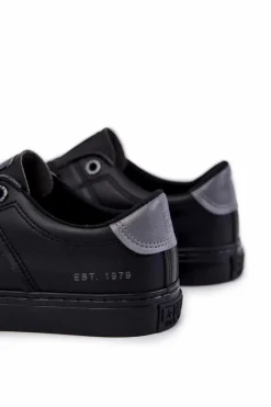 Sale Skórzane Męskie Tenisówki Big Star JJ174108 Czarne Męskie Trampki Męskie Big Star|Trampki Niskie