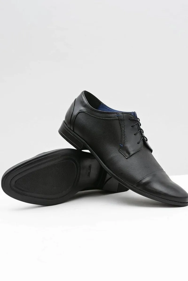 Półbuty Eleganckie>Boto Skórzane Męskie Wizytowe Czarne Półbuty Leopoldo