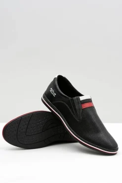 Online Boto Skórzane Męskie Wsuwane Czarne Półbuty Dziurki Mello