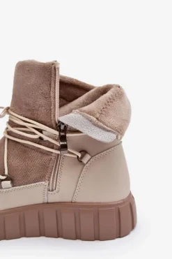 Hot Buty damskie Vinceza Skórzane Śniegowce Botki Na Platformie Beżowe Maxava