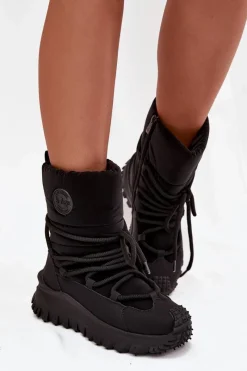 Lee Cooper Skórzane Śniegowce Na Platformie LCJ-25-12-3660 Czarne Czarny
