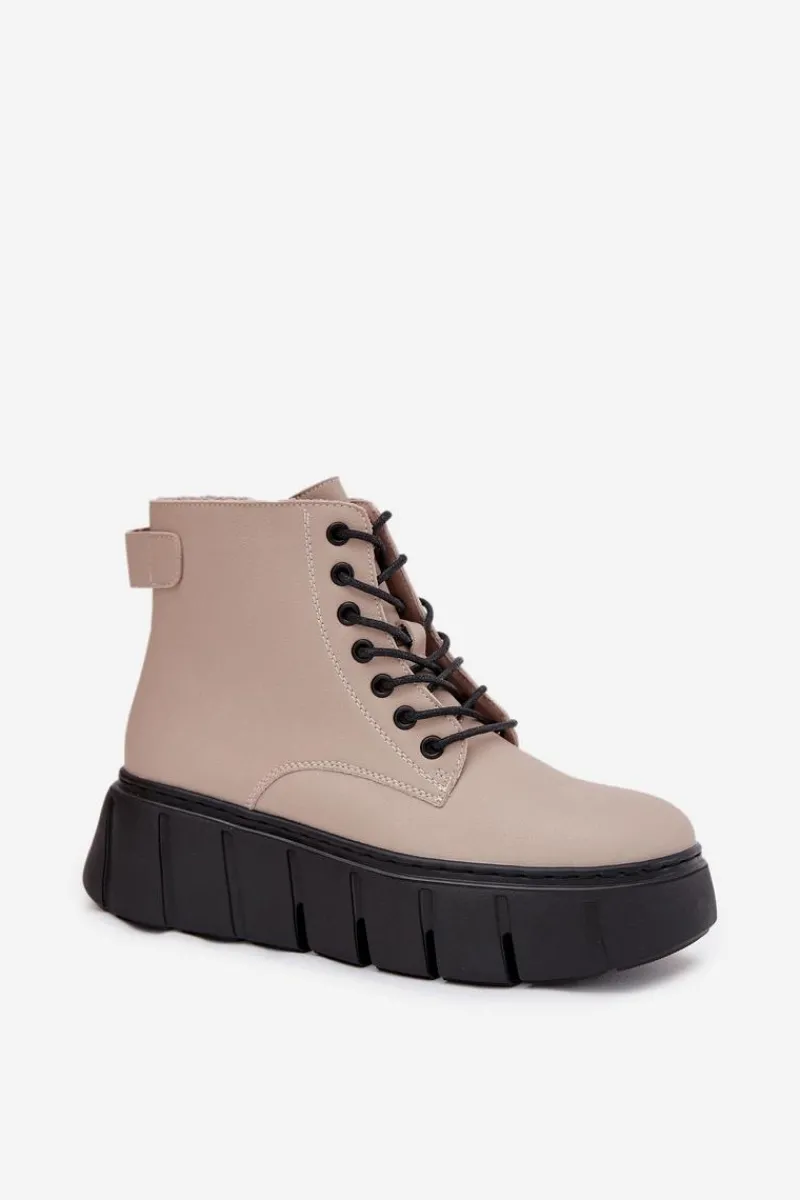 Botki Ocieplane|Botki Skórzane>Buty damskie Vinceza Skórzane Ocieplane Botki Damskie Na Platformie Vinceza 66803 Beżowe Beżowy