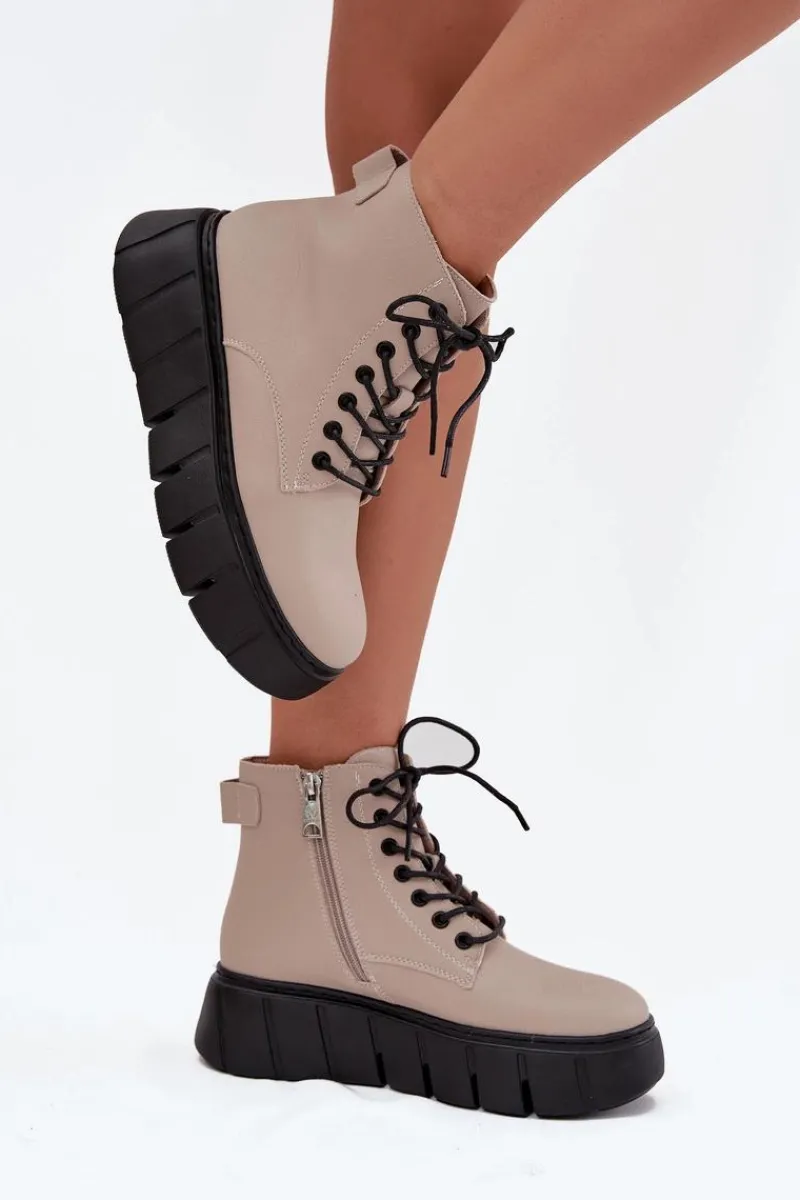 Botki Ocieplane|Botki Skórzane>Buty damskie Vinceza Skórzane Ocieplane Botki Damskie Na Platformie Vinceza 66803 Beżowe Beżowy