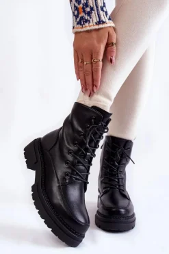 Online Boto Skórzane Ocieplane Botki La.Fi 250009B-QN Czarne