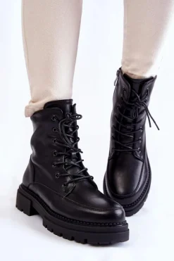 Online Boto Skórzane Ocieplane Botki La.Fi 250009B-QN Czarne