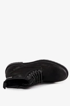 Online Skórzane Ocieplane Botki Męskie Na Zamek Big Star OO174148 Czarne Męskie Botki Męskie