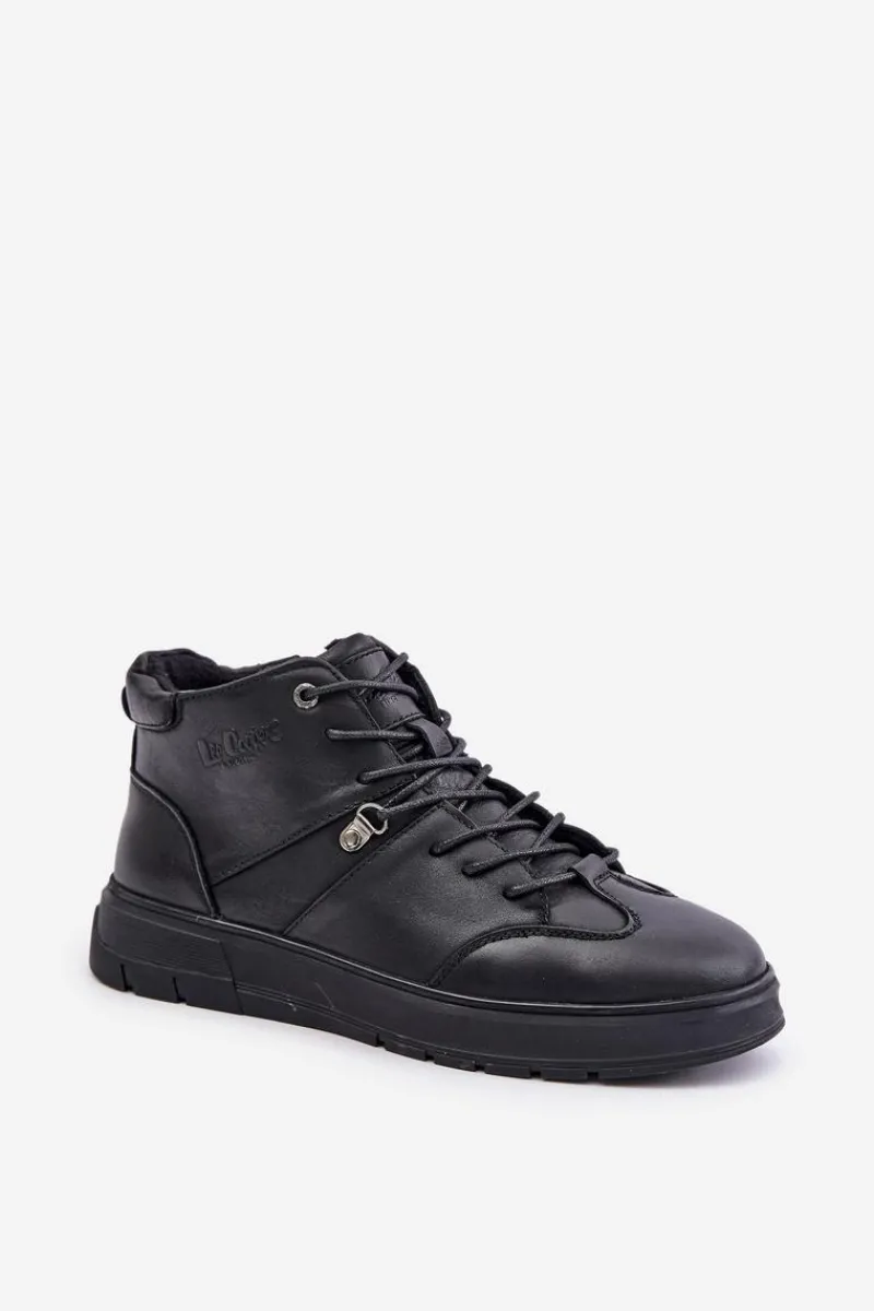 Best Skórzane Ocieplane Botki Sneakersy Męskie LCJ-24-33-2913 Czarne Męskie Obuwie Sportowe Męskie|Botki Męskie