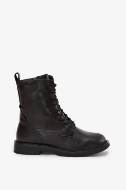 Online Big Star Shoes Skórzane Ocieplane Damskie Botki Workery Big Star SS274480 Czarne