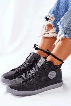 Trampki Ocieplane|Trampki Damskie Big Star>Big Star Shoes Skórzane Ocieplane Trampki Big Star II274148 Czarne