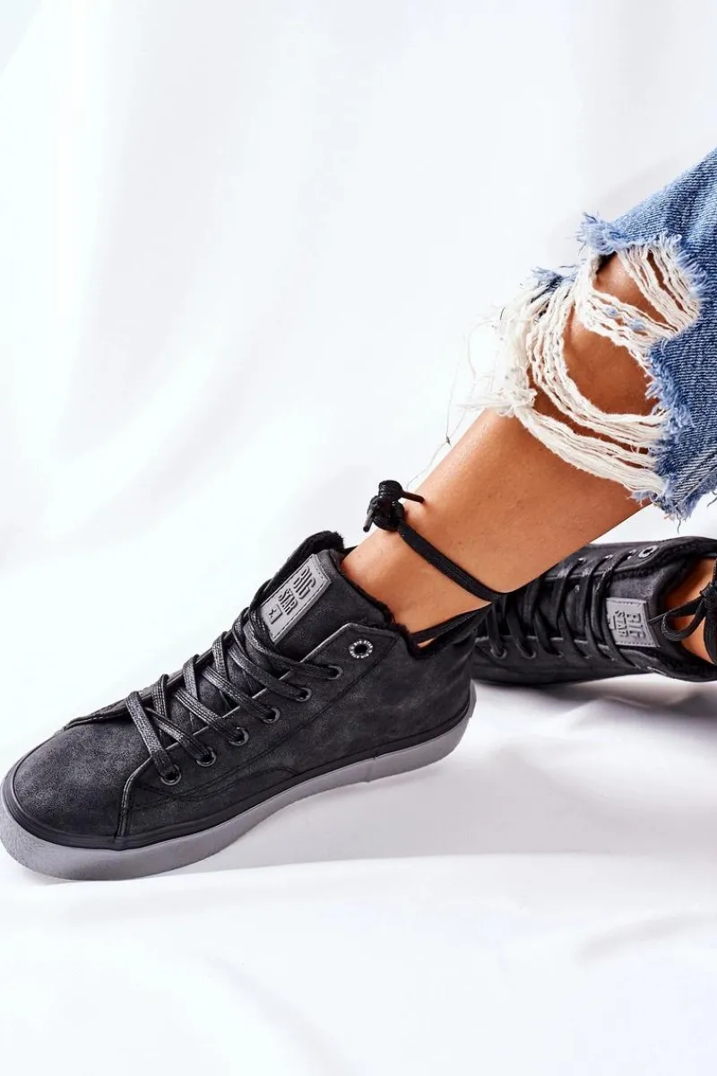 Trampki Ocieplane|Trampki Damskie Big Star>Big Star Shoes Skórzane Ocieplane Trampki Big Star II274148 Czarne