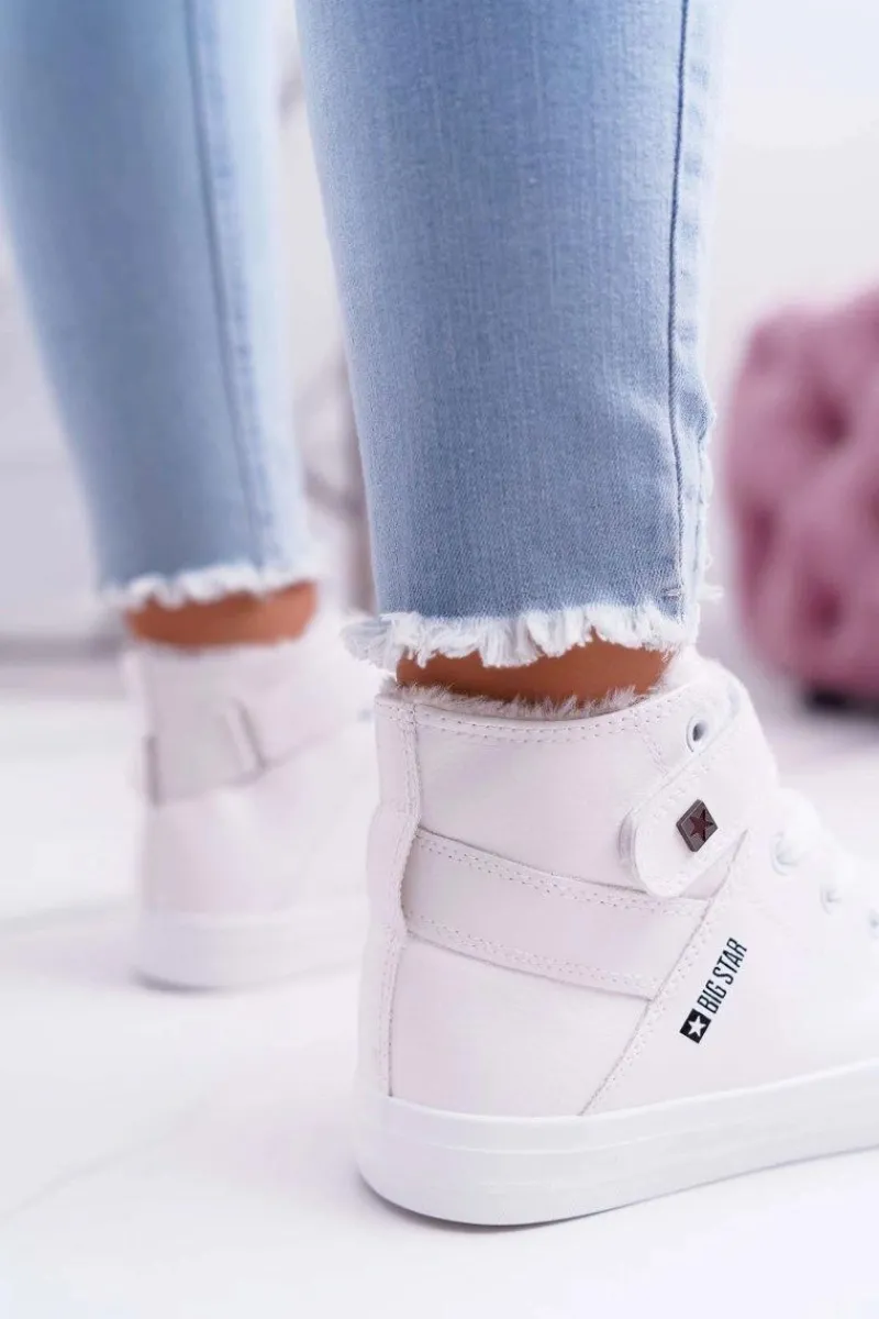 Online Big Star Shoes Skórzane Ocieplane Trampki BIG STAR V274541FW Białe