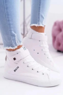 Online Big Star Shoes Skórzane Ocieplane Trampki BIG STAR V274541FW Białe