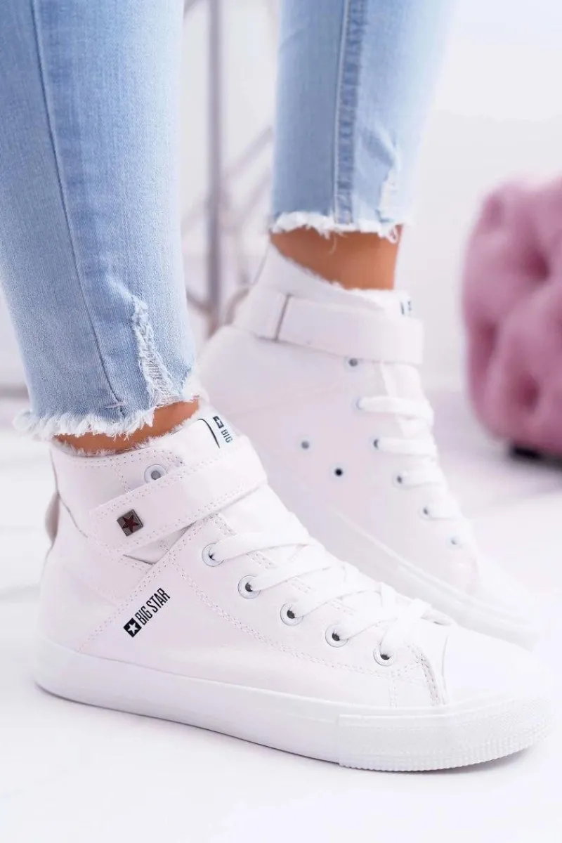 Online Big Star Shoes Skórzane Ocieplane Trampki BIG STAR V274541FW Białe