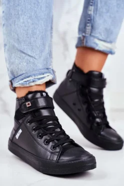 Discount Big Star Shoes Skórzane Ocieplane Trampki BIG STAR V274542FW Czarne Czarny