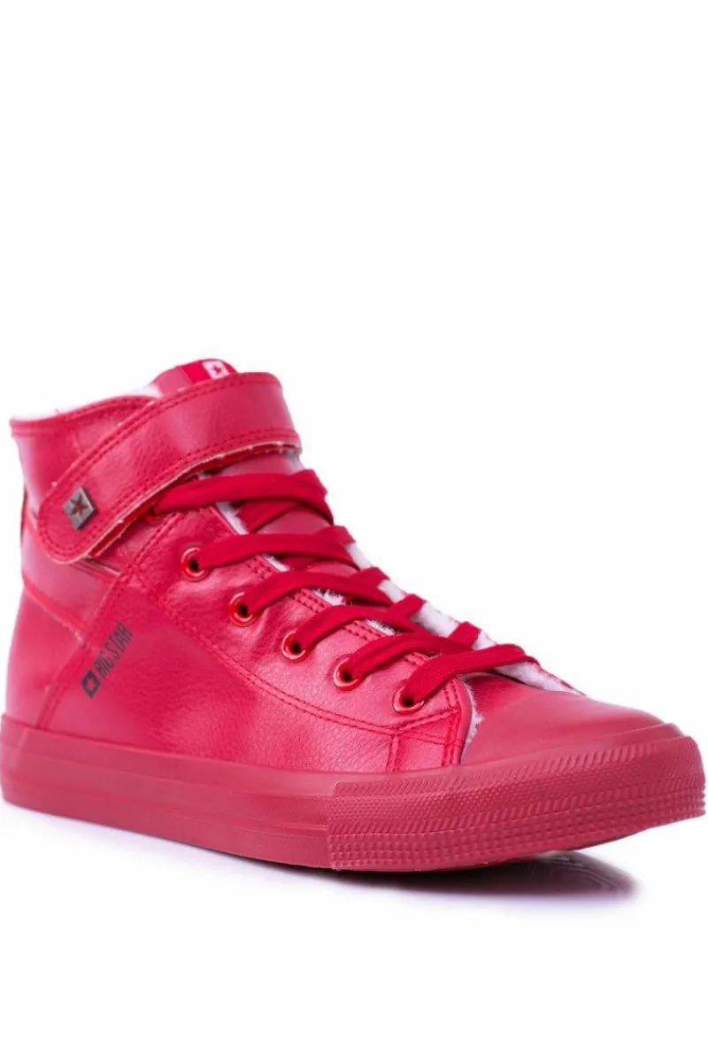 Trampki Ocieplane|Trampki Damskie Big Star>Big Star Shoes Skórzane Ocieplane Trampki BIG STAR V274529FW Czerwone