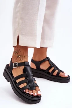 Sandały Płaskie><noscript><img width=