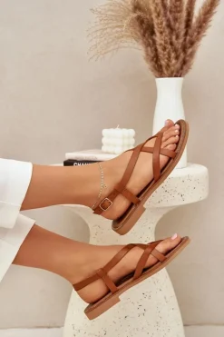 Sandały Płaskie><noscript><img width=