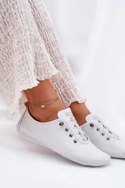 Artiker Skórzane Półbuty Damskie 54C0838 Białe