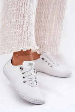 Artiker Skórzane Półbuty Damskie 54C0838 Białe