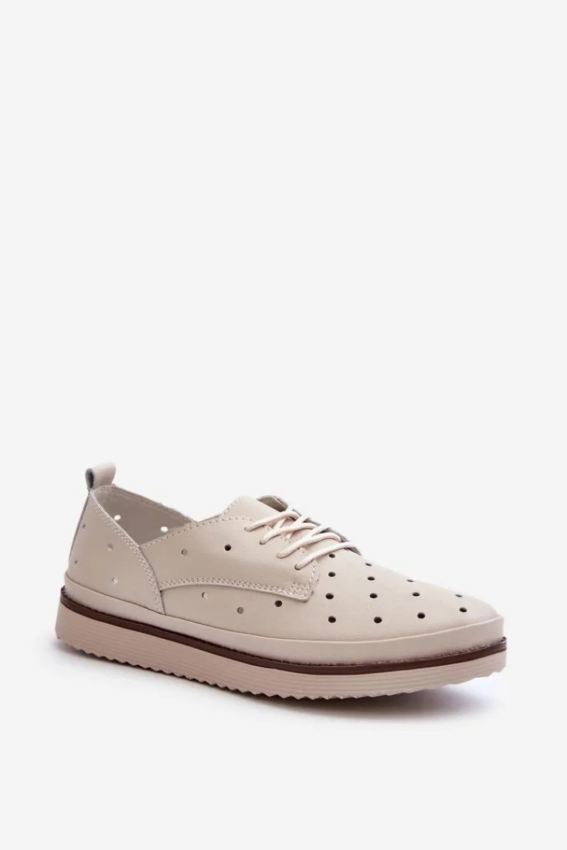 Półbuty Skórzane>Damskie buty S.Barski Skórzane Półbuty Damskie Beżowe S.Barski LR182 Beżowy