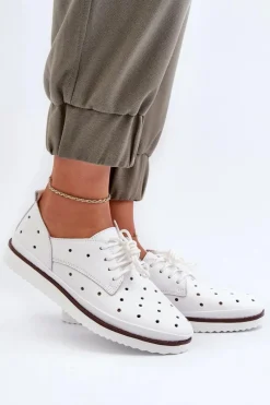 Półbuty Skórzane>Damskie buty S.Barski Skórzane Półbuty Damskie Białe S.Barski LR182 Biały