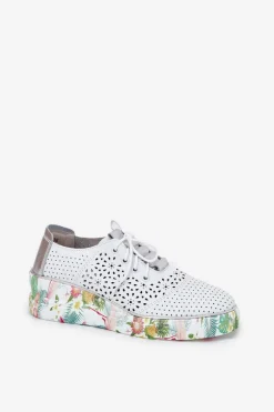 Discount Artiker Skórzane Półbuty Damskie Na Koturnie 56C1799 Biało-Srebrne