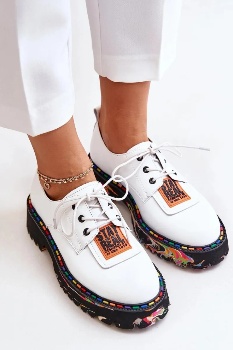 Półbuty Lakierowane|Półbuty Skórzane>Artiker Skórzane Półbuty Damskie Sznurowane 55C0500 Białe