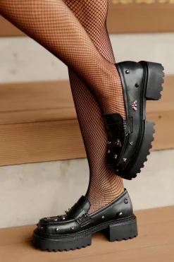 Online Damskie buty S.Barski Skórzane Półbuty Damskie Z Ozdobami D&A MR880-102 Czarne Czarny