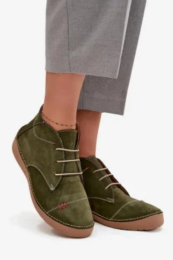 Clearance Artiker Skórzane Półbuty Damskie Z Przeszyciami Na Zamek 57C2119 Zielone Zielony