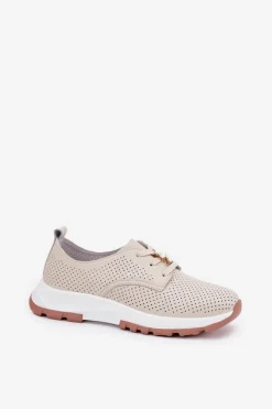 Clearance Artiker Skórzane Półbuty Damskie Z Przypinką 54C1811 Beżowe Beżowy