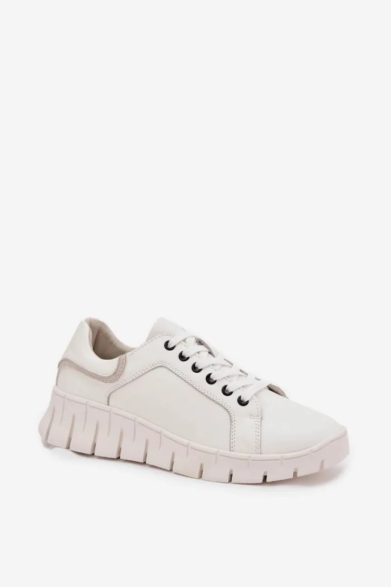 Półbuty Skórzane>Buty damskie Vinceza Skórzane Półbuty Damskie Ze Sznurowaniem Vinceza 41493 Białe