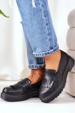 Big Star Shoes Skórzane Półbuty Loafery Big Star II274100 Czarne