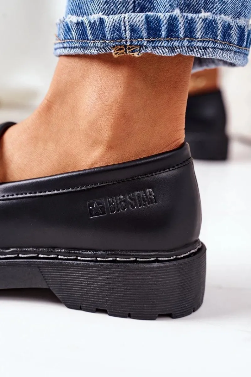 Big Star Shoes Skórzane Półbuty Loafery Big Star II274100 Czarne